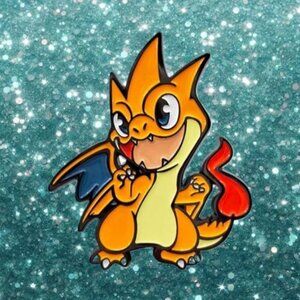 Toon Charizard Enamel Pin - Vibrant Pokemon Inspired Collectible
